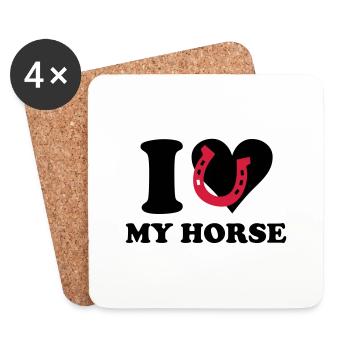 I love my horse - Ich liebe mein Pferd - Untersetzer (4er-Set) - Weiß - Vorne