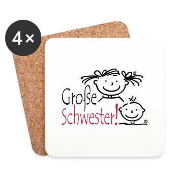 Grosse Schwester - Untersetzer (4er-Set) - Weiß - Vorne