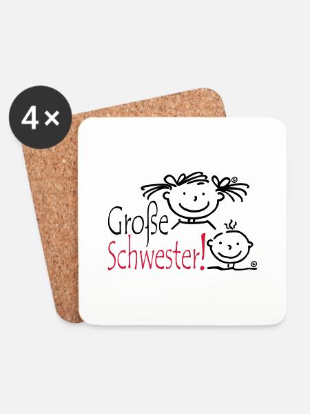 Grosse Schwester - Untersetzer (4er-Set) - Weiß