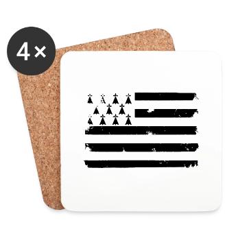 Drapeau breton - Dessous de verre (lot de 4) - blanc - Devant