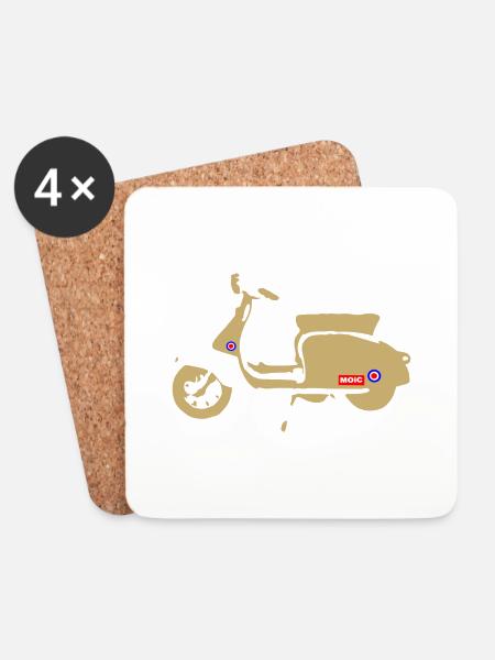 Retro Scooter - Coasters (set of 4) - white