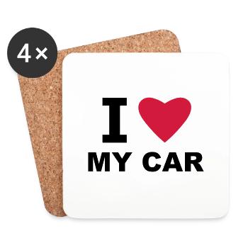 I love my car - Dessous de verre (lot de 4) - blanc - Devant
