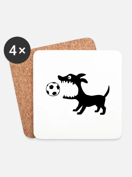 Hund frisst Ball - Untersetzer (4er-Set) - Weiß
