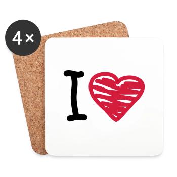 I_love - Dessous de verre (lot de 4) - blanc - Devant
