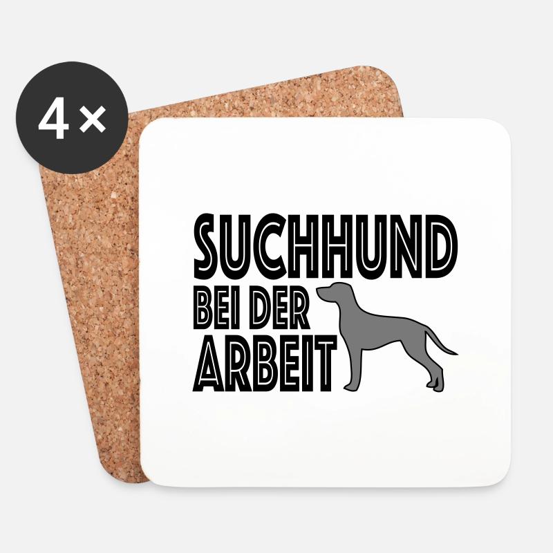 Suchhund - Untersetzer (4er-Set) - Weiß