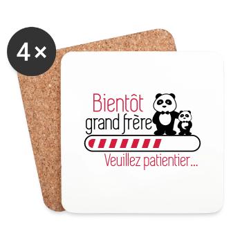 Bientôt grand-frère - Futur frère - Grand frèr - Dessous de verre (lot de 4) - blanc - Devant