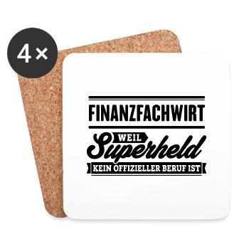 Superheld Finanzfachwirt - Untersetzer (4er-Set) - Weiß - Vorne