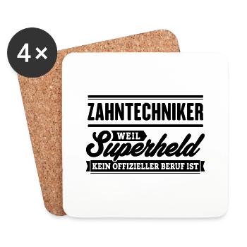 Superheld Zahntechniker - Untersetzer (4er-Set) - Weiß - Vorne
