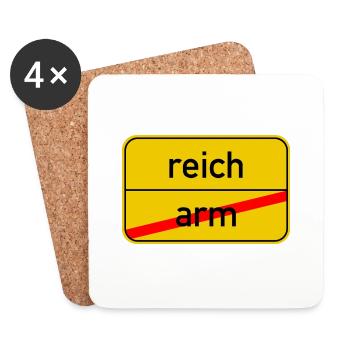 Ortsschild arm - reich - Untersetzer (4er-Set) - Weiß - Vorne