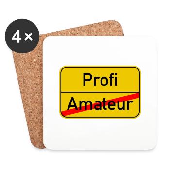 Ortsschild Amateur - Profi - Untersetzer (4er-Set) - Weiß - Vorne