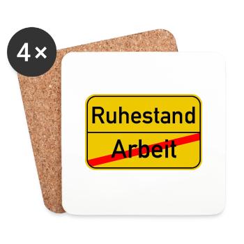 Ortsschild Arbeit - Ruhestand - Untersetzer (4er-Set) - Weiß - Vorne