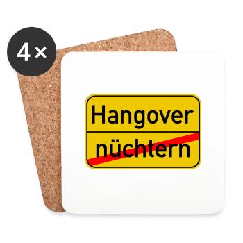 Ortsschild nüchtern - Hangover - Untersetzer (4er-Set) - Weiß - Vorne