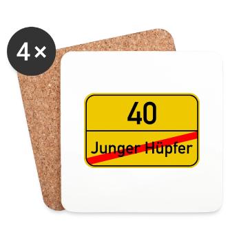 Ortsschild junger Hüpfer - 40 - Untersetzer (4er-Set) - Weiß - Vorne