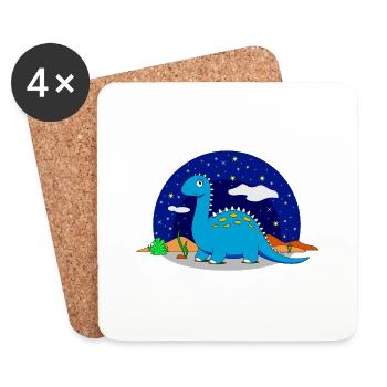 Dinosaur Brontosaurus Star Night Dream - Coasters (set of 4) - white - Front