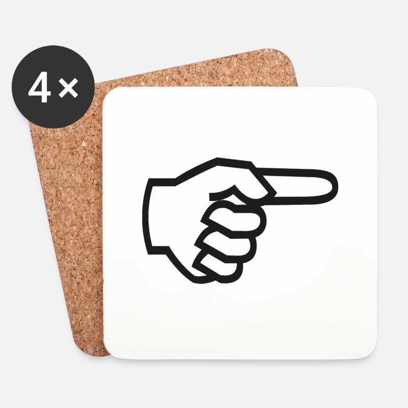 Zeigefinger rechts - Untersetzer (4er-Set) - Weiß