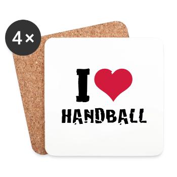 I love Handball heart 3 - Coasters (set of 4) - white - Front