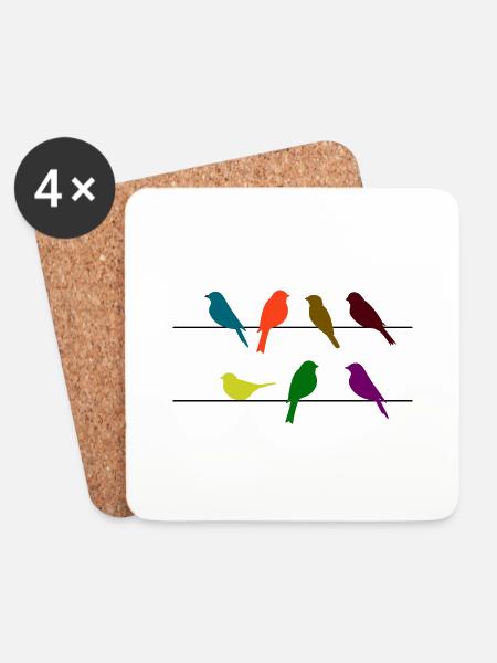 Schwalben Vögel - Untersetzer (4er-Set) - Weiß