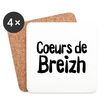 coeurs de breizh mot marque bretagne - Dessous de verre (lot de 4) - blanc - Devant
