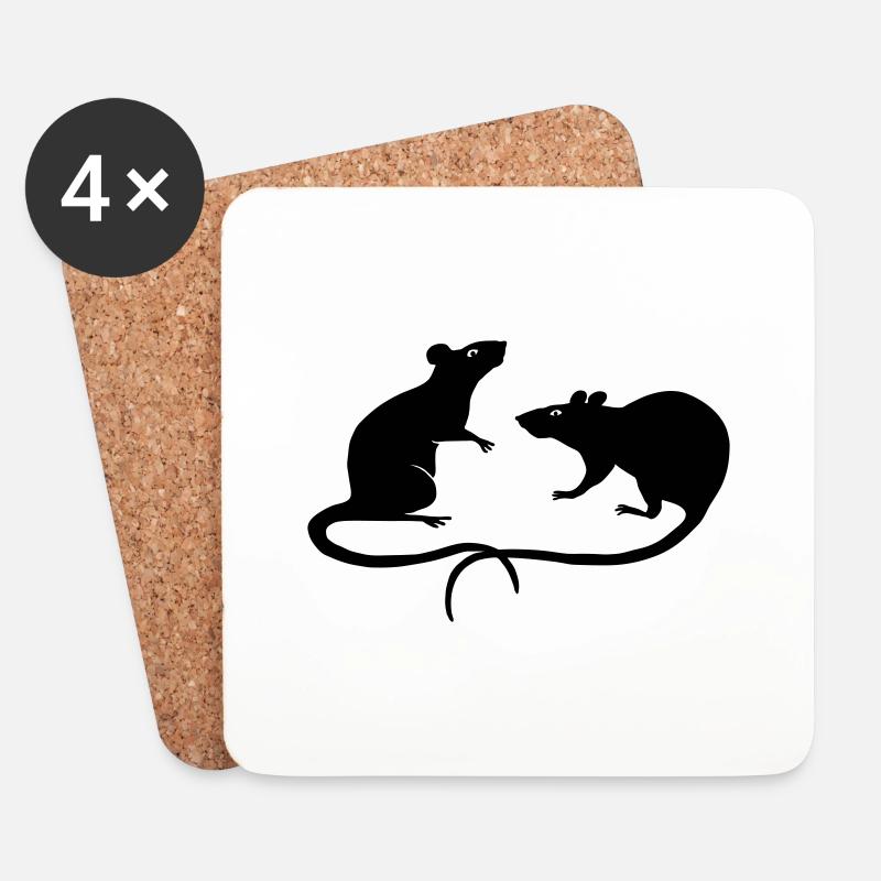 Ratten Duo Ratte Maus Nager Nagetier Rattus Maus - Untersetzer (4er-Set) - Weiß