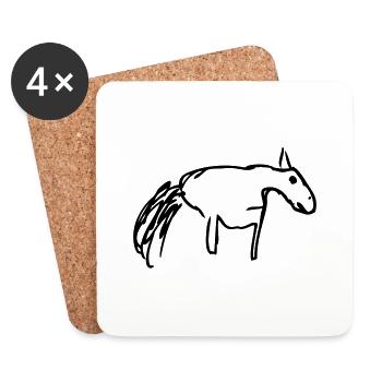 horse - Dessous de verre (lot de 4) - blanc - Devant