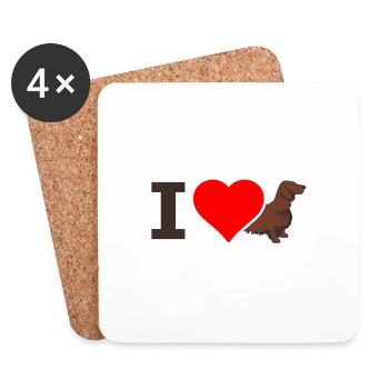 I LOVE dackel LANGHAARDACKEL iloveteckel - Untersetzer (4er-Set) - Weiß - Vorne