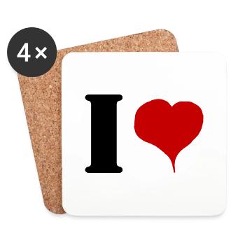 i love - Dessous de verre (lot de 4) - blanc - Devant