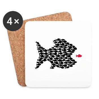 fisch fische schwarm angler angeln demokratie - Untersetzer (4er-Set) - Weiß - Vorne