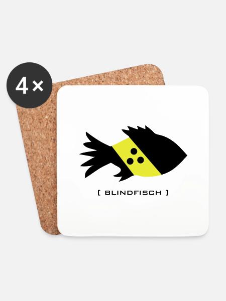 blindfisch fisch blind doof depp blinder - Untersetzer (4er-Set) - Weiß