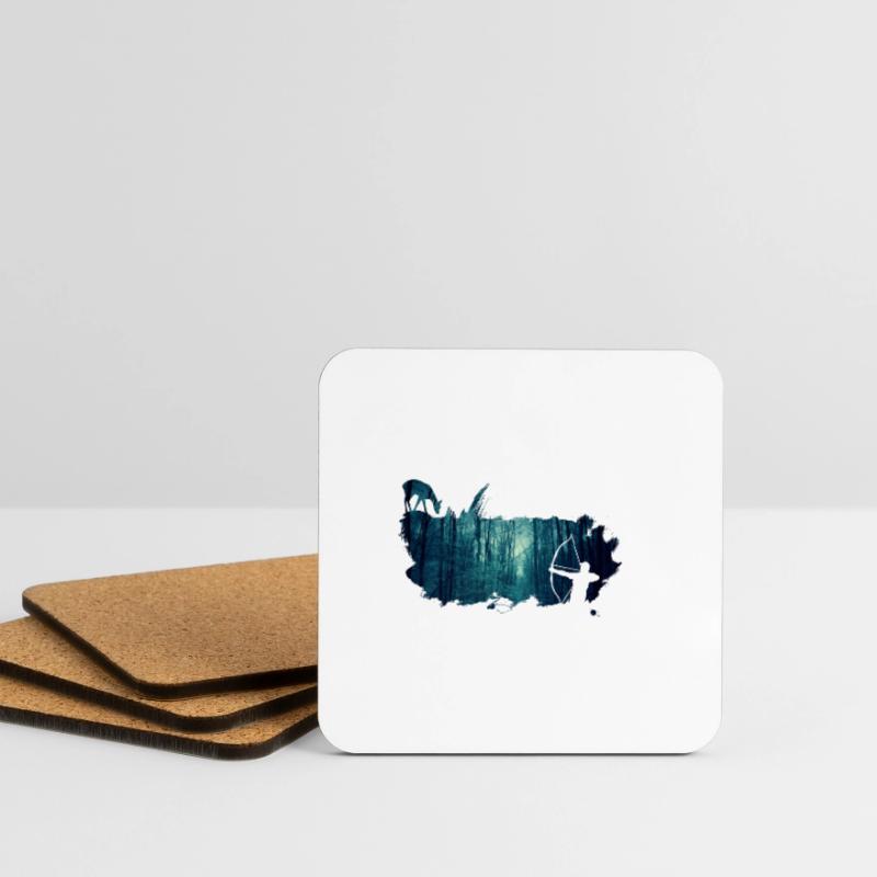 bowhunter splash winter forest Coasters (set of 4)