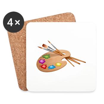 maler painter pinsel paint farbe artist color colo - Untersetzer (4er-Set) - Weiß - Vorne