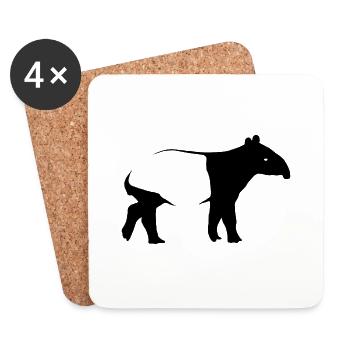 Schabracken Tapir Silhoutte exotisch Tier Geschenk - Untersetzer (4er-Set) - Weiß - Vorne