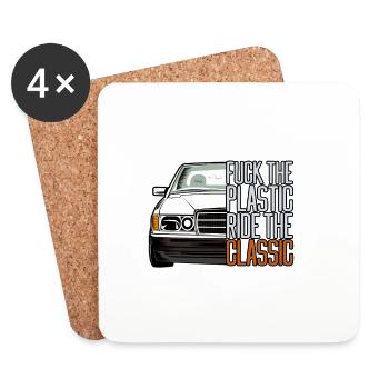 style rétro voiture classique silhoeutte - Dessous de verre (lot de 4) - blanc - Devant