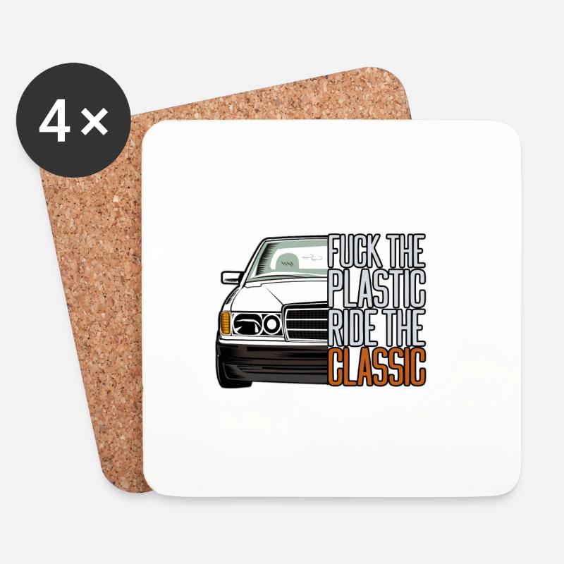 ftp style retro car classic silhoeutte - Untersetzer (4er-Set) - Weiß