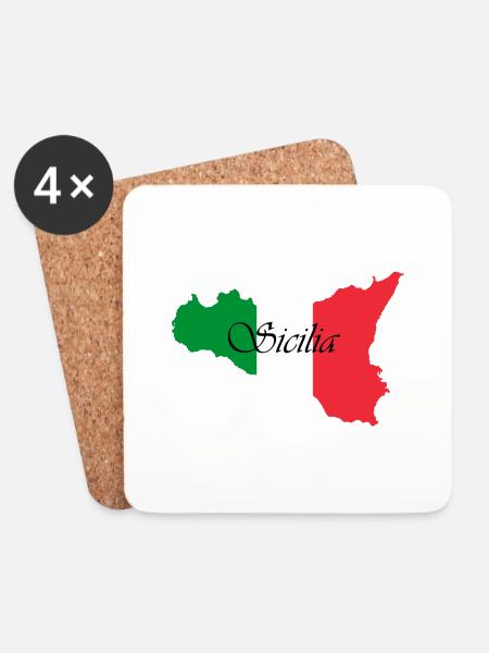 Sizilien Sicilia schrieb klassischen Farben - Untersetzer (4er-Set) - Weiß