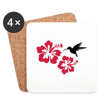 tropical flowers hibiscus tropical rainforest - Coasters (set of 4) - white - Front