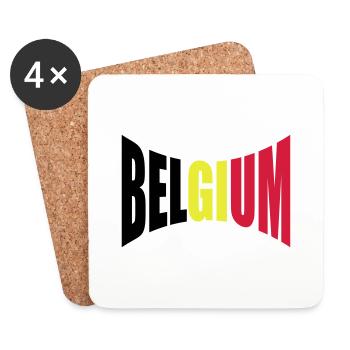 Belgium Belgium Text Flag Cool Football Fan Fun - Coasters (set of 4) - white - Front
