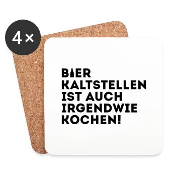 Dark pink COLD BEER IS ALSO MAKE ANY COOKING - Coasters (set of 4) - white - Front