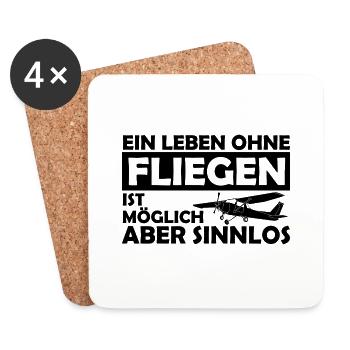 Motorflieger Pilot lustig Geschenk Spruch schwarz - Untersetzer (4er-Set) - Weiß - Vorne
