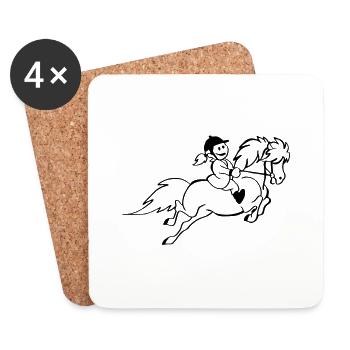 cavalière de poney - Dessous de verre (lot de 4) - blanc - Devant