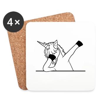 boîte texte écrire signalisation mur tamponner licorne d - Dessous de verre (lot de 4) - blanc - Devant