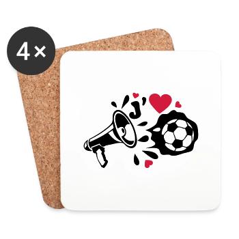 Megaphon Fußball Fußball love love - Untersetzer (4er-Set) - Weiß - Vorne