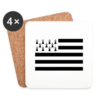 Drapeau Breton - Dessous de verre (lot de 4) - blanc - Devant