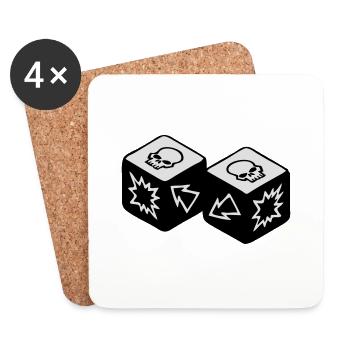 Double Skull - Dessous de verre (lot de 4) - blanc - Devant