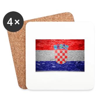 Kroatien Ziegelsteinmauer Flagge Graffiti Poster - Untersetzer (4er-Set) - Weiß - Vorne