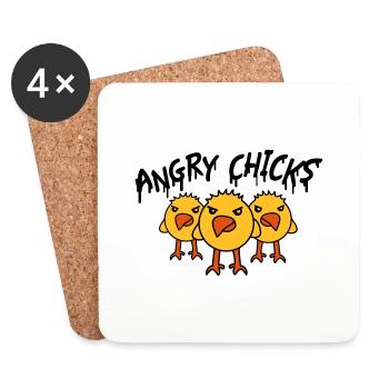 Angry Chicks - Untersetzer (4er-Set) - Weiß - Vorne