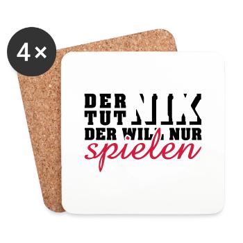 der tut nix, der will nur spielen (2c) - Coasters (set of 4) - white - Front