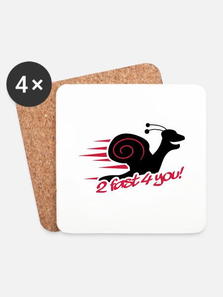 2 Fast 4 You Snail - Untersetzer (4er-Set) - Weiß