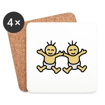 Twin Babys - Coasters (set of 4) - white - Front