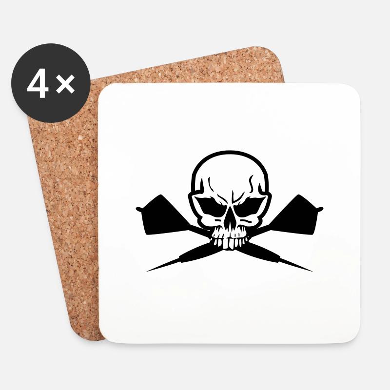Dart Totenkopf - Untersetzer (4er-Set) - Weiß