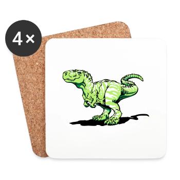 Tyrannosaurus rex (3 couleurs) - Dessous de verre (lot de 4) - blanc - Devant